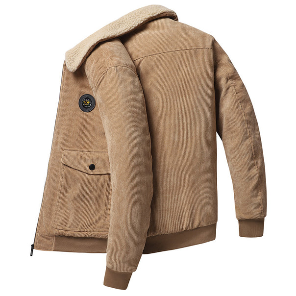 Men's corduroy bomber jacket with teddy collar and flap pockets Mune Fashion