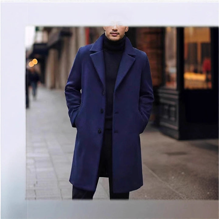 Men's elegant wool blend coat with lapel collar and straight cut Mune Fashion