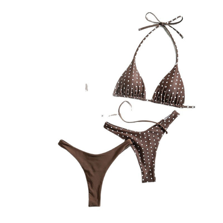 Women's Triangle Bikini Set with Ruffle Details and Polka Dot Design Mune Fashion