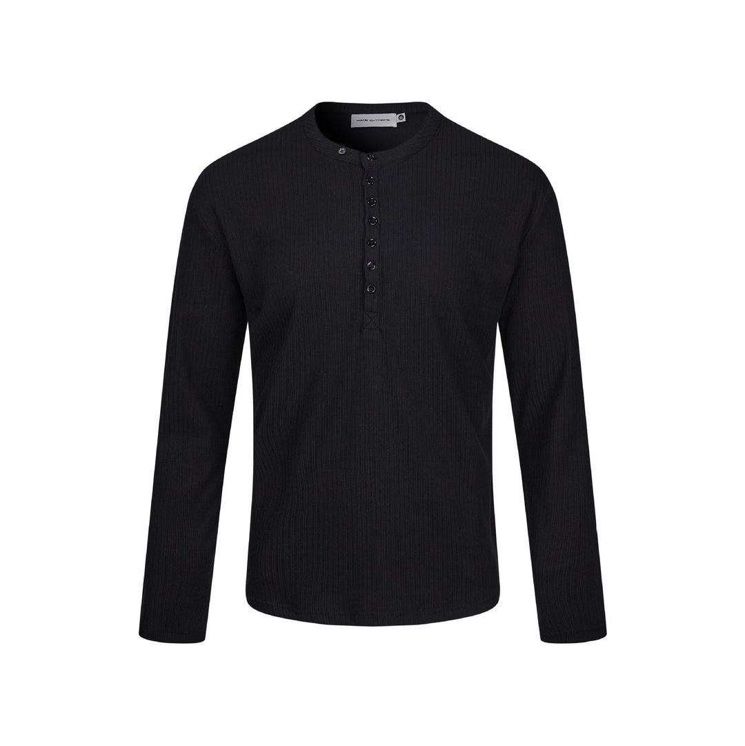 Men's Thermal Waffle Shirt with Henley Button Placket Mune Fashion