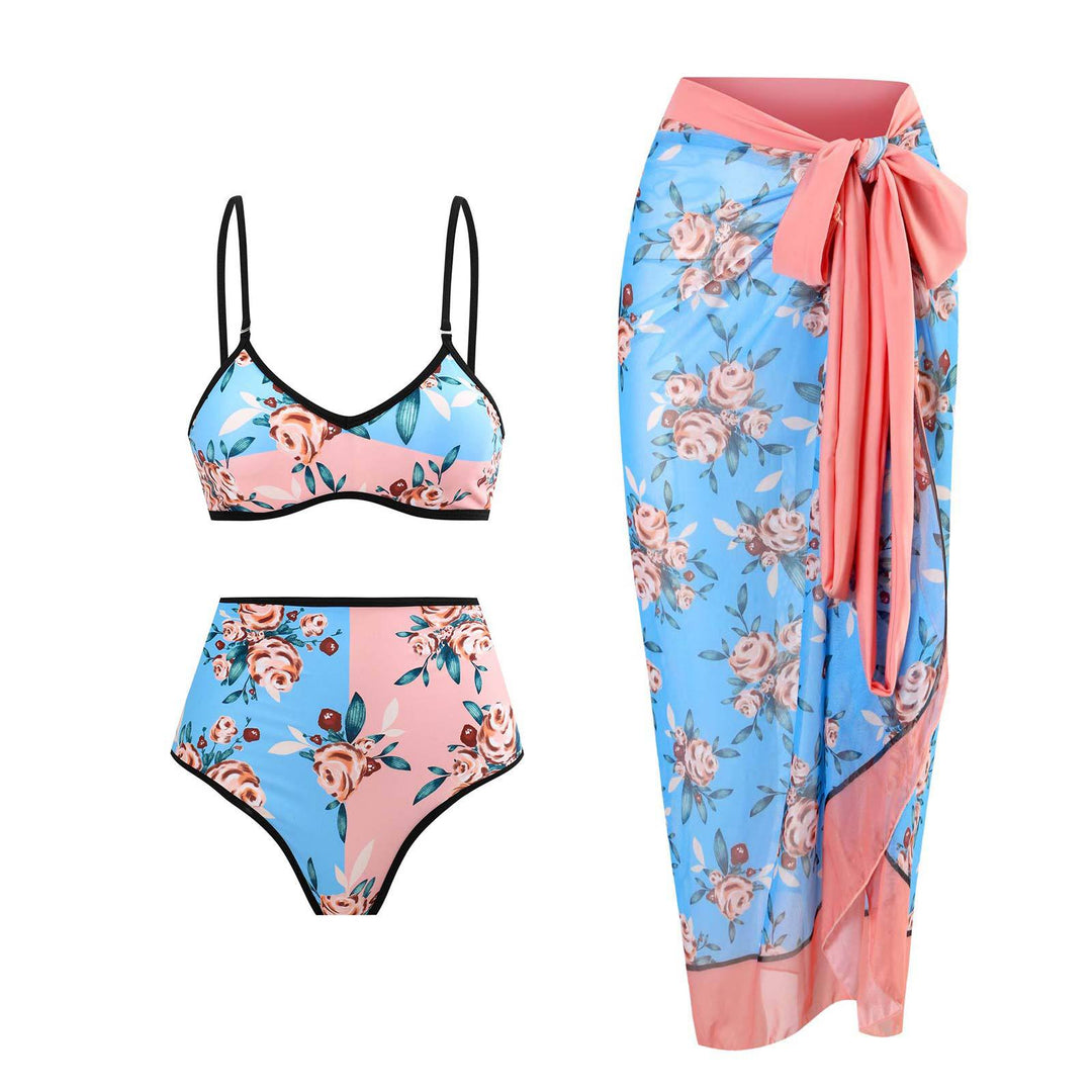 Women's High-Waisted Bikini Set with Floral Design and Comfortable Cut Mune Fashion