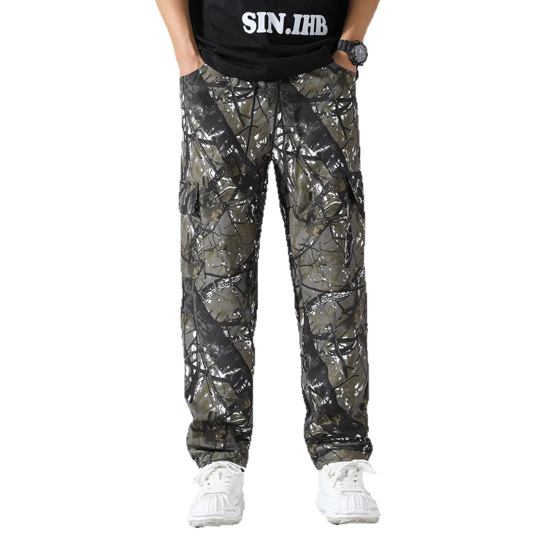 Men's patterned cargo jogging pants with drawstring waistband, cargo pockets & elastic ankle cuffs Mune Fashion