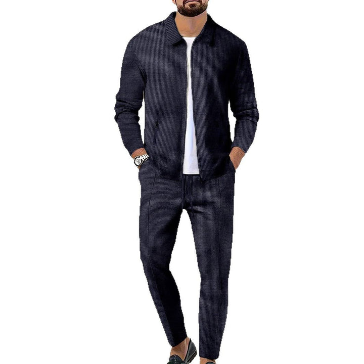 Men's Leisure Suit with Modern Structured Design and Practical Pockets Mune