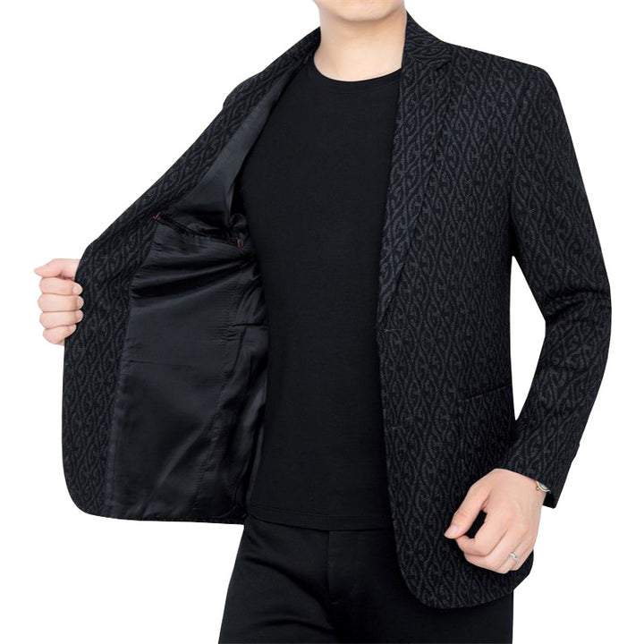 Men's Single-Breasted Jacquard Blazer with Slim Silhouette and Fine Texture Mune Fashion