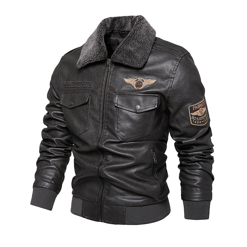 Men's Casual Faux Leather Jacket with Soft Teddy Lining Mune Fashion