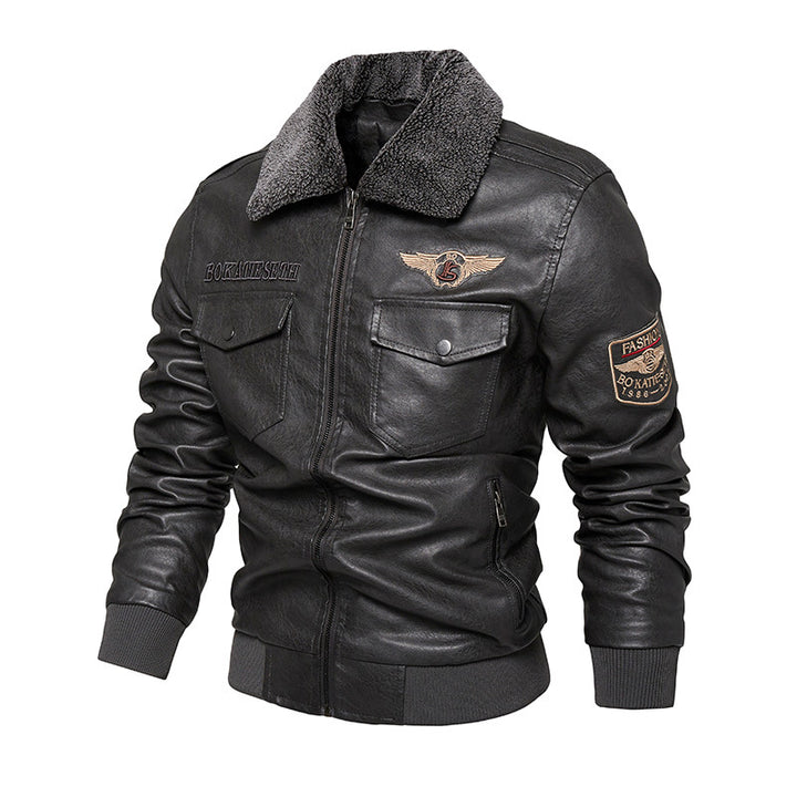 Men's Casual Faux Leather Jacket with Soft Teddy Lining Mune Fashion