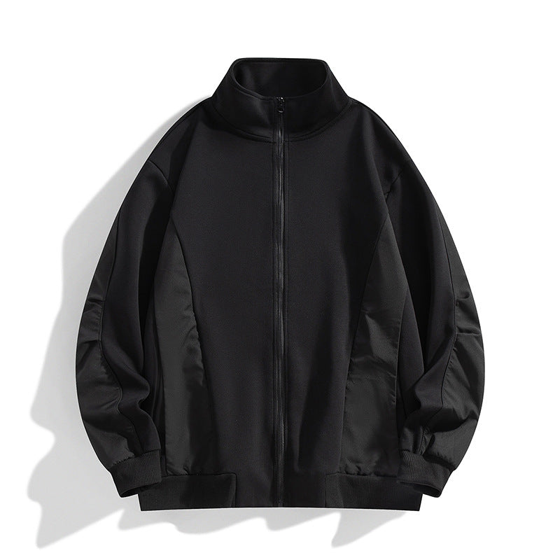 Men's Boxy Performance Zip Jacket with High Stand Collar, Panel Seams & Wind Resistant Structure Mune Fashion