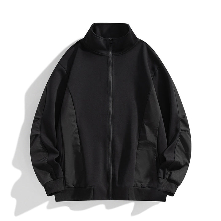 Men's Boxy Performance Zip Jacket with High Stand Collar, Panel Seams & Wind Resistant Structure Mune Fashion