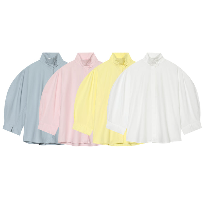 Women Water-Repellent Cape with Stand Collar and Half-Length Sleeves Mune Fashion