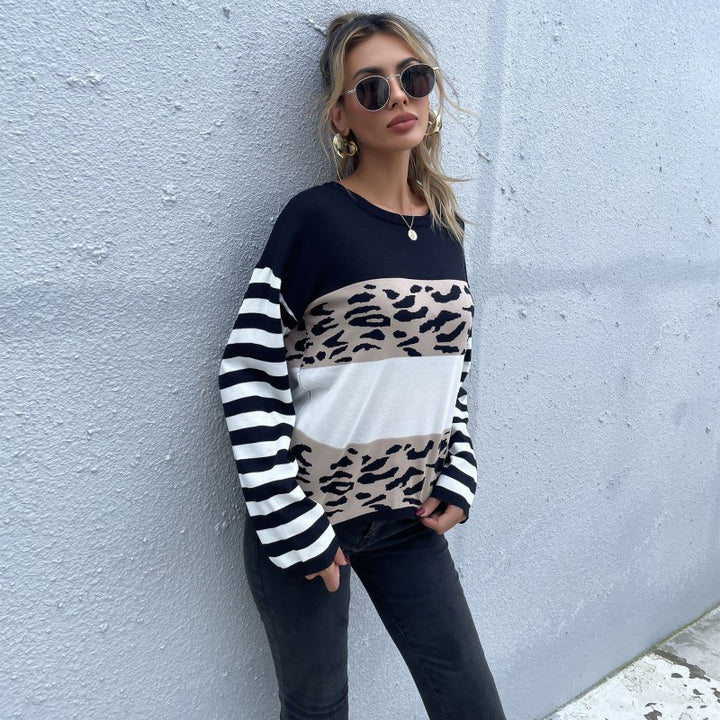 Women's sweater with animal block stripes and Breton sleeves Mune Fashion