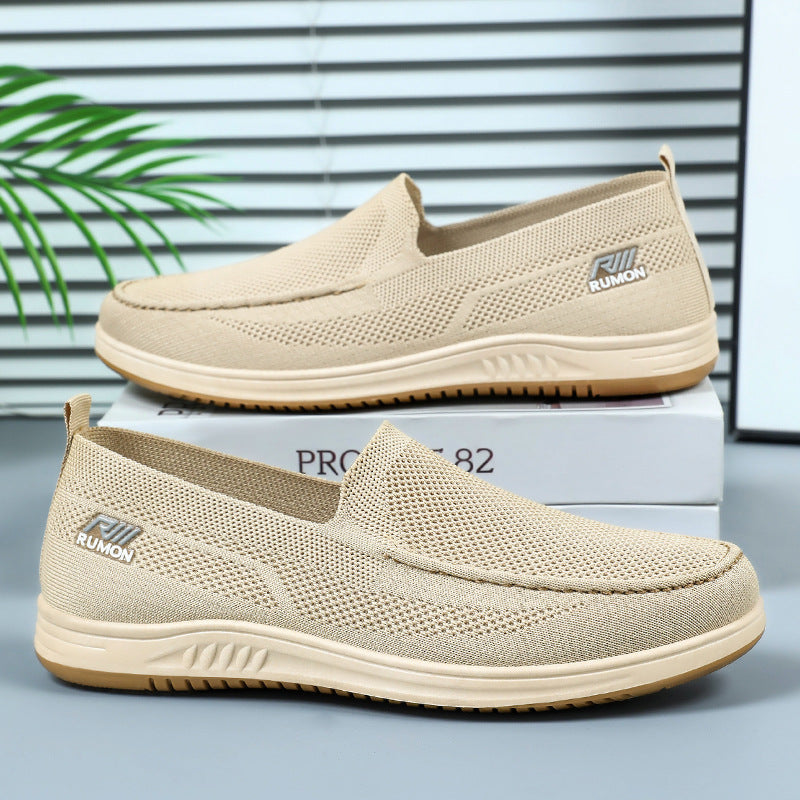 Men's lightweight mesh moccasin slipper with seamless knit upper, memory comfort insole, and slip-resistant flex sole Mune Fashion