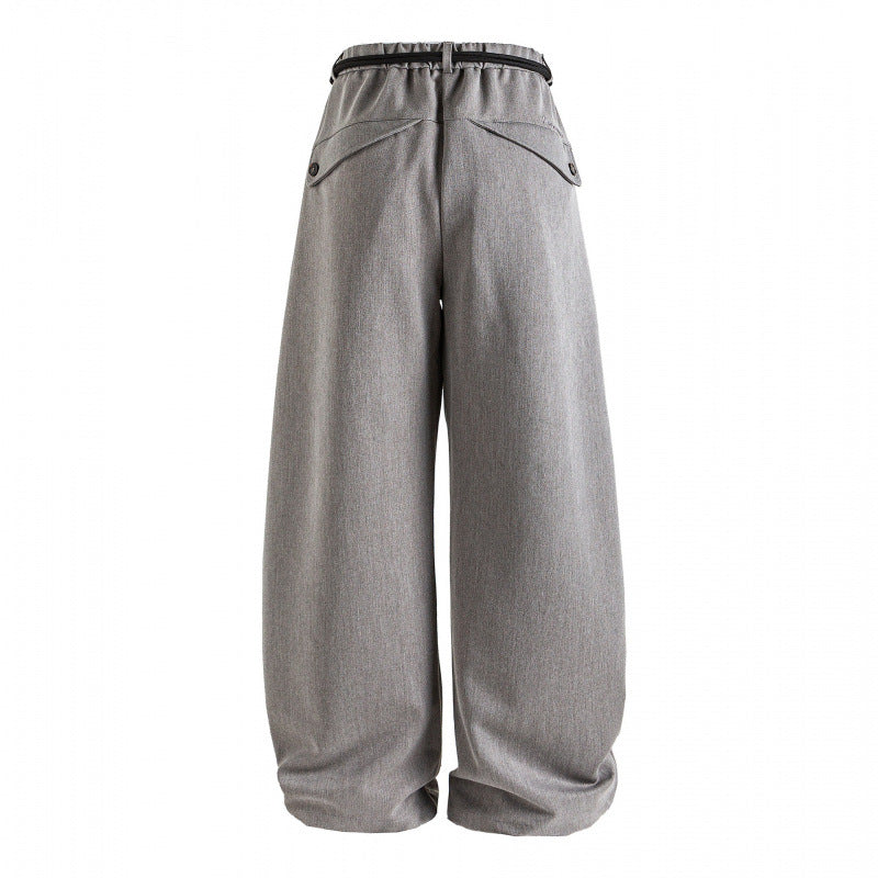 Women's high-waisted wide Marlene pants with pleated waistband and drawstring belt Mune Fashion