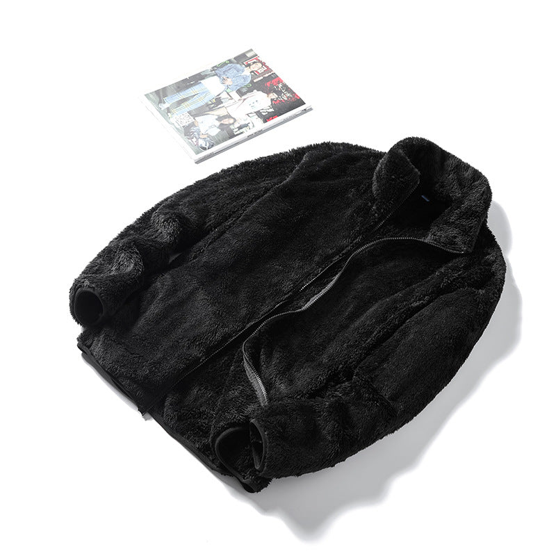 Ladies Cozy Teddy Fleece Jacket in Oversized Style with Stand-Up Collar and Zipper