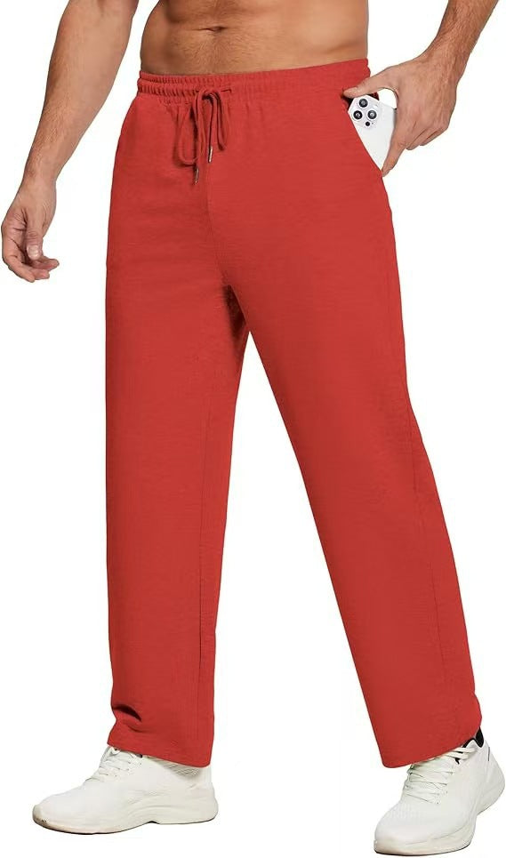 Men's loose-fitting lounge pants made of soft jersey with drawstring, elastic waistband, and straight leg Mune Fashion
