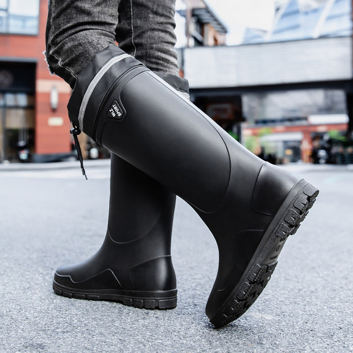 Men's Mid-Height Waterproof Rubber Boots with Contrasting Profile Sole Mune Fashion