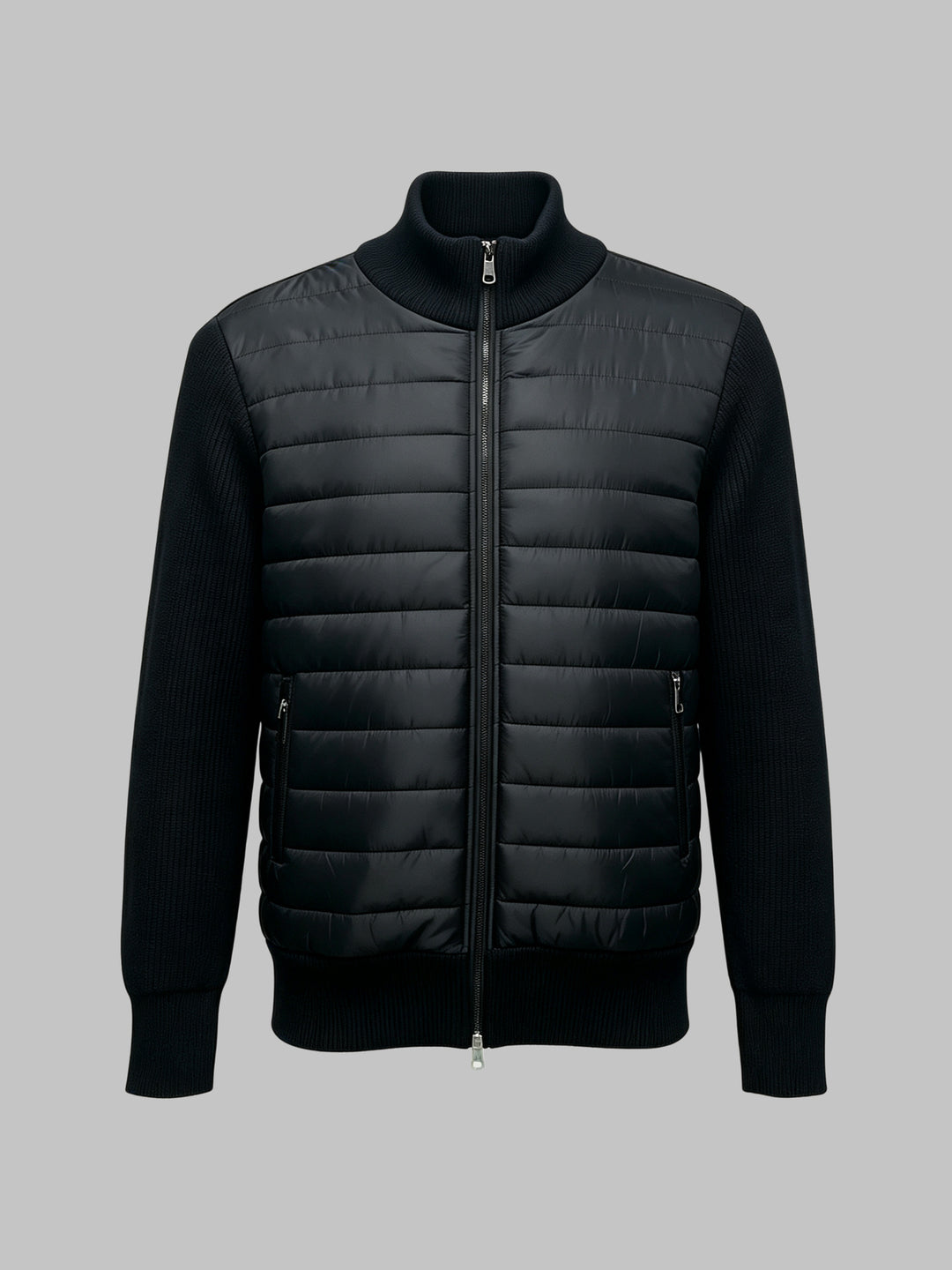 Men's sporty quilted jacket with high collar