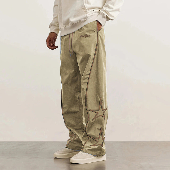 Men's Casual Sports Pants with Striking Star Design Mune