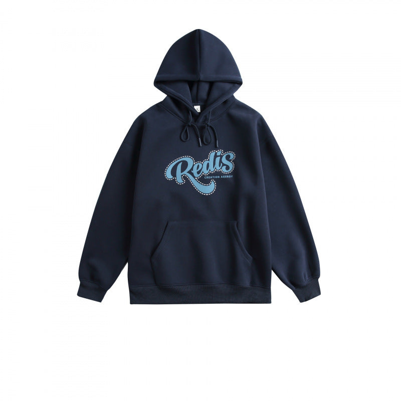 Unisex Oversized Hoodie with Kangaroo Pocket, Logo Print and Wide Ribbed Hem Mune Fashion