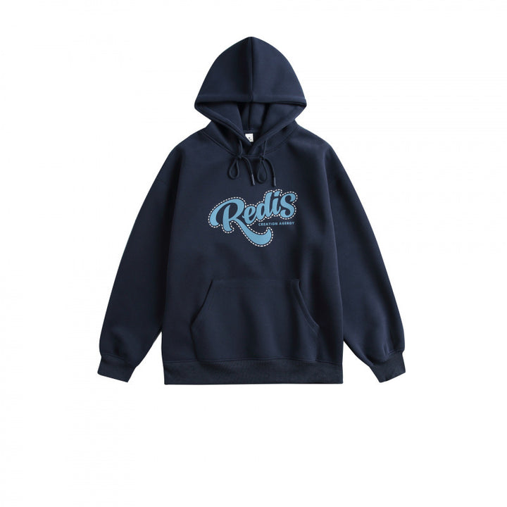 Unisex Oversized Hoodie with Kangaroo Pocket, Logo Print and Wide Ribbed Hem Mune Fashion