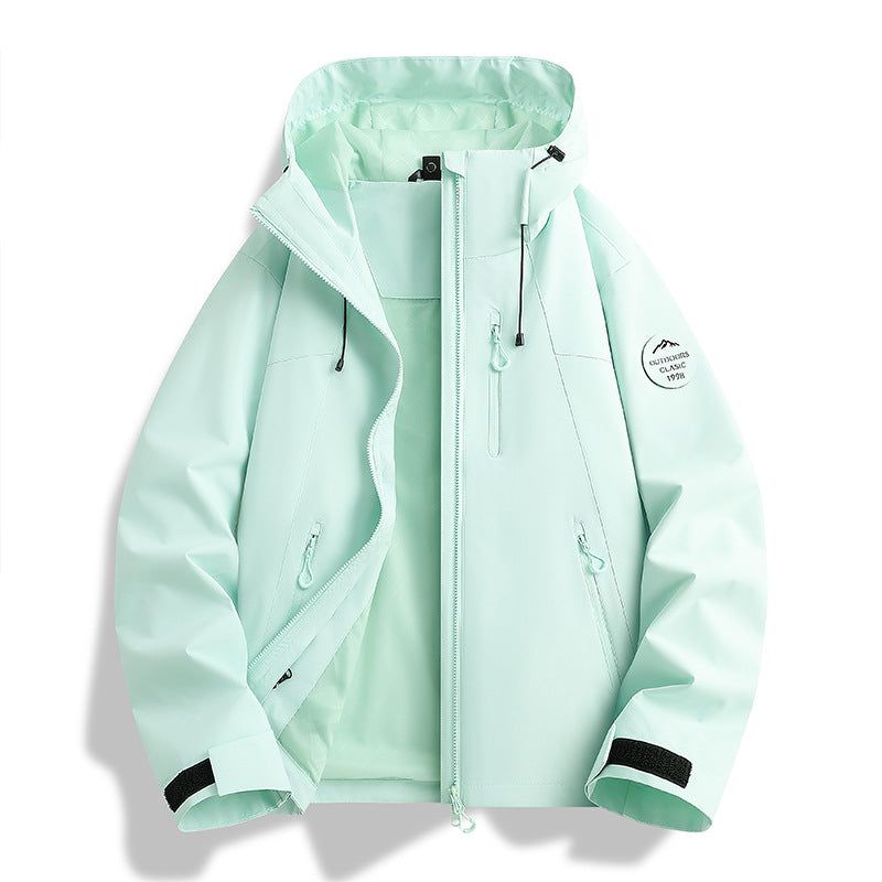 Women Lightweight Waterproof Hooded Jacket with Teddy Charm and Concealed Zipper Pockets Mune Fashion