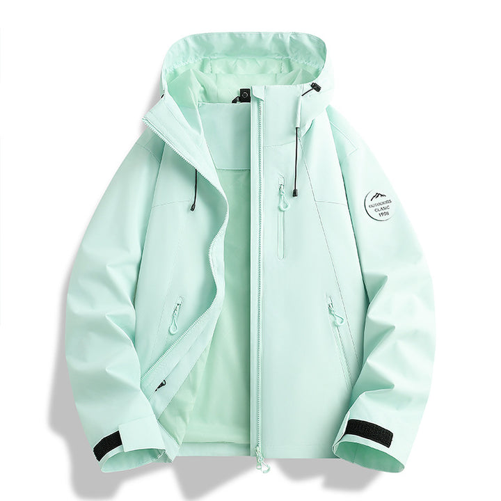 Women Lightweight Waterproof Hooded Jacket with Teddy Charm and Concealed Zipper Pockets Mune Fashion