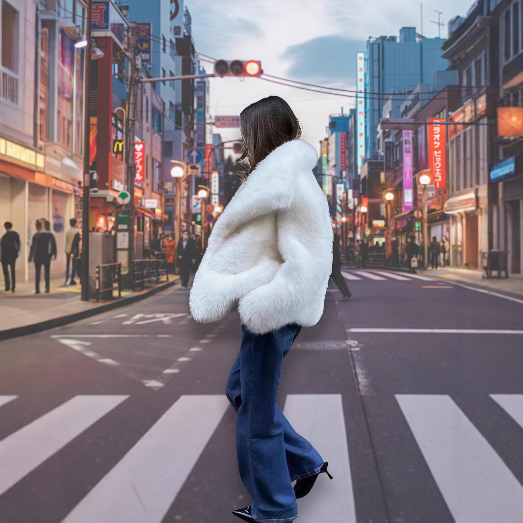 Mune | Women's Faux Fur Jacket with Luxurious Cut and Wide Collar