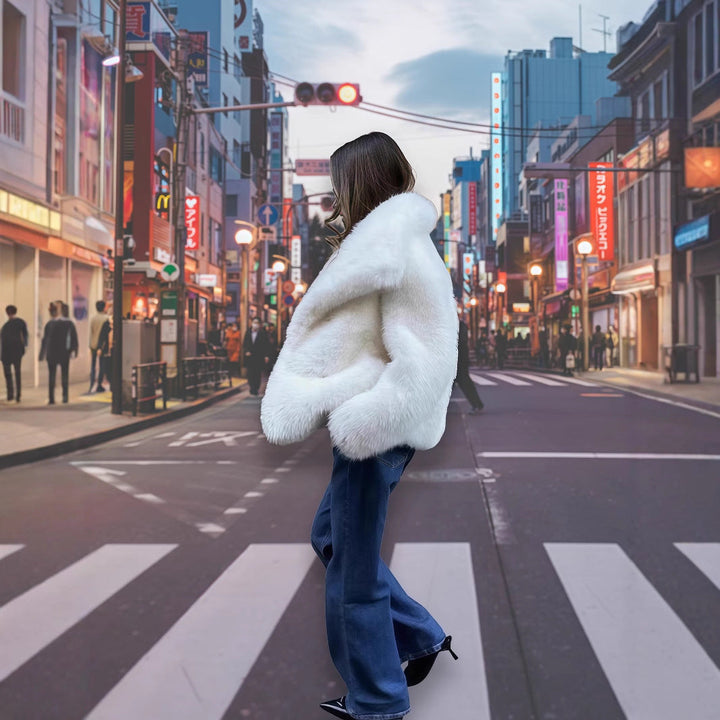 Mune | Women's Faux Fur Jacket with Luxurious Cut and Wide Collar