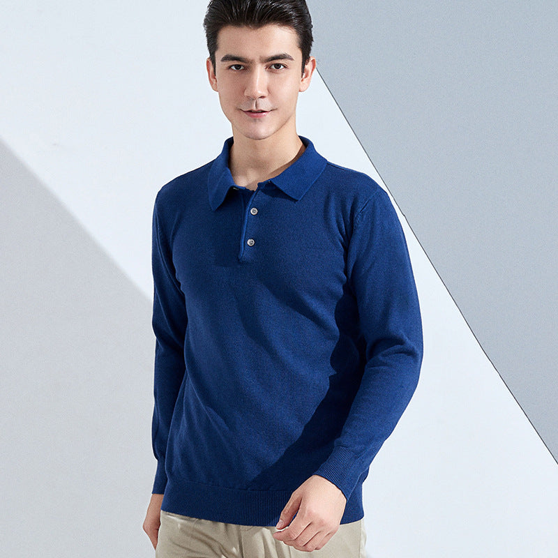 Men's fine long sleeve polo shirt made of fine knit with 3-button placket and slim fit Mune Fashion