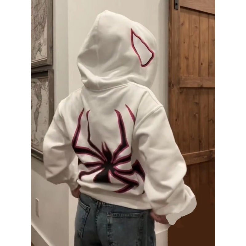 Unisex Hoodie with contrasted spider motif back print and ear hoodie Mune Fashion