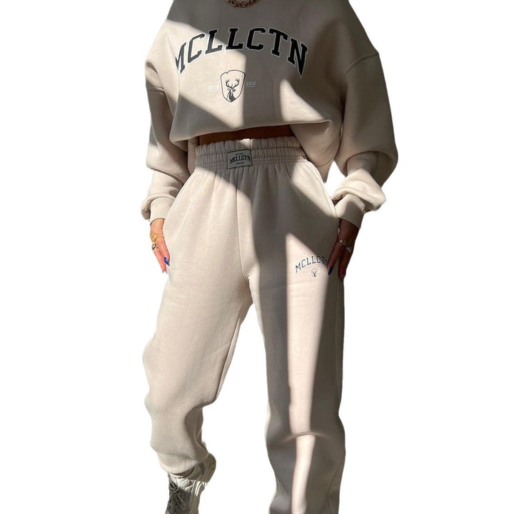 Women's Oversized College Sweatshirt and High-Waist Jogger Set in French Terry Mune Fashion