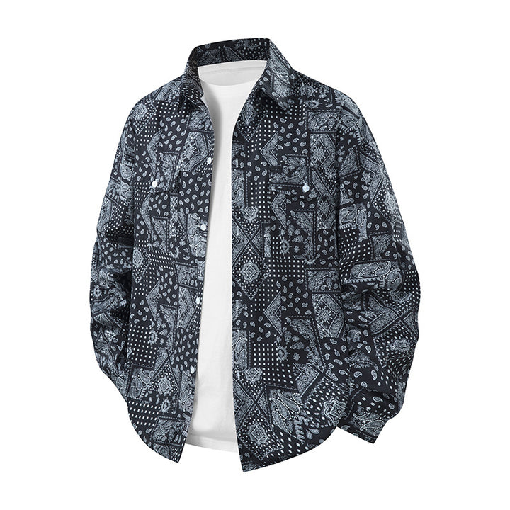 Men's Casual Short Sleeve Shirt with Colorful Pattern Mune Fashion