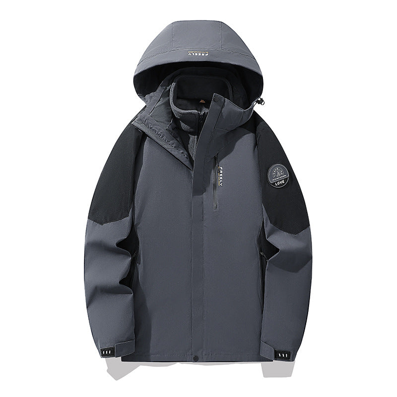 Men's non-waterproof three-piece winter jacket with removable hood and fleece inner jacket Mune Fashion