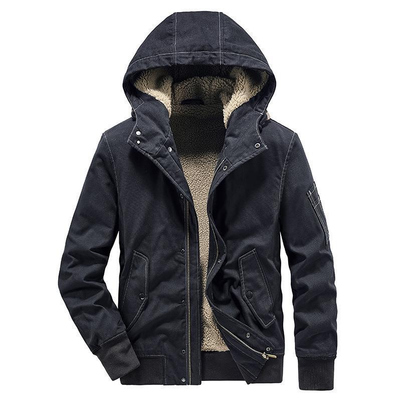 Men's Canvas Hoodie with Sherpa Lining, Utility Pockets and Ribbed Cuffs Mune Fashion