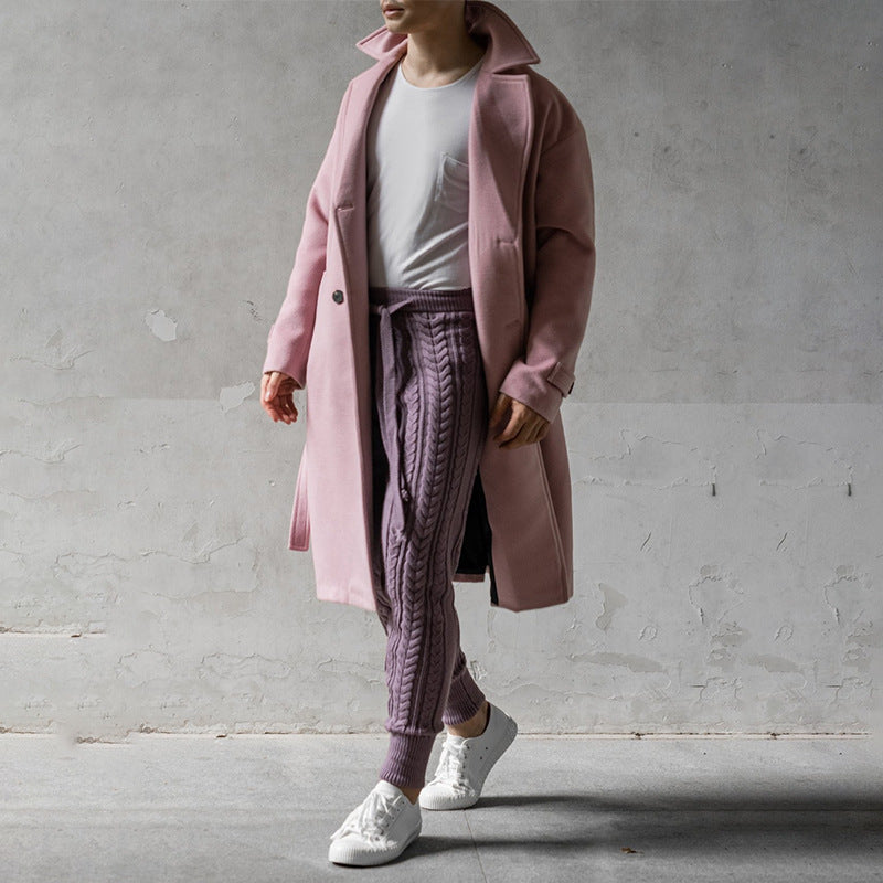 Men's Cable Knit Jogging Pants with Drawstring Mune Fashion