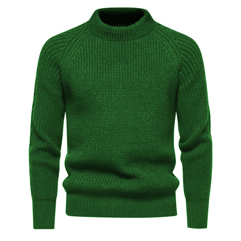 Men's fine knit pullover with short roll neck, raglan sleeves, and textured waffle look Mune Fashion
