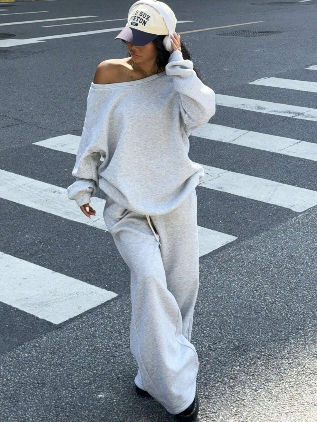Ladies casual lounge set made of cotton blend with wide leg Mune Fashion