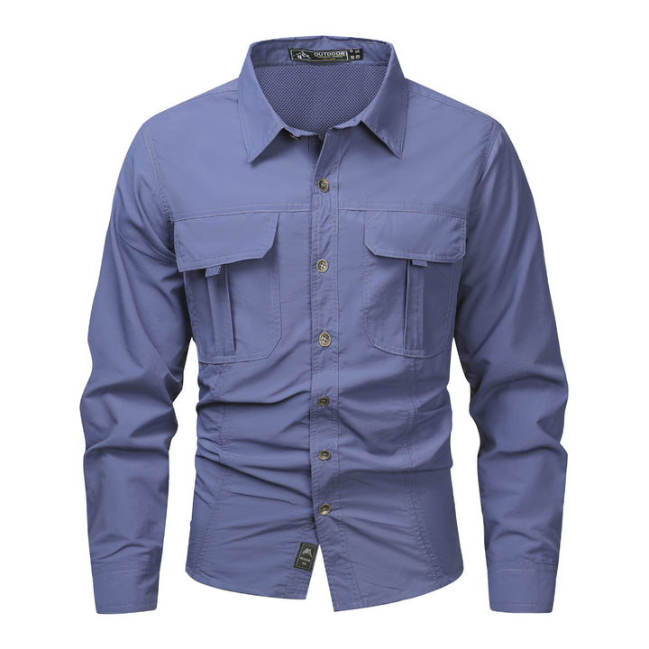 Men's nano multifunctional outdoor overshirt with breathable mesh collar and patch flap chest pockets Mune Fashion