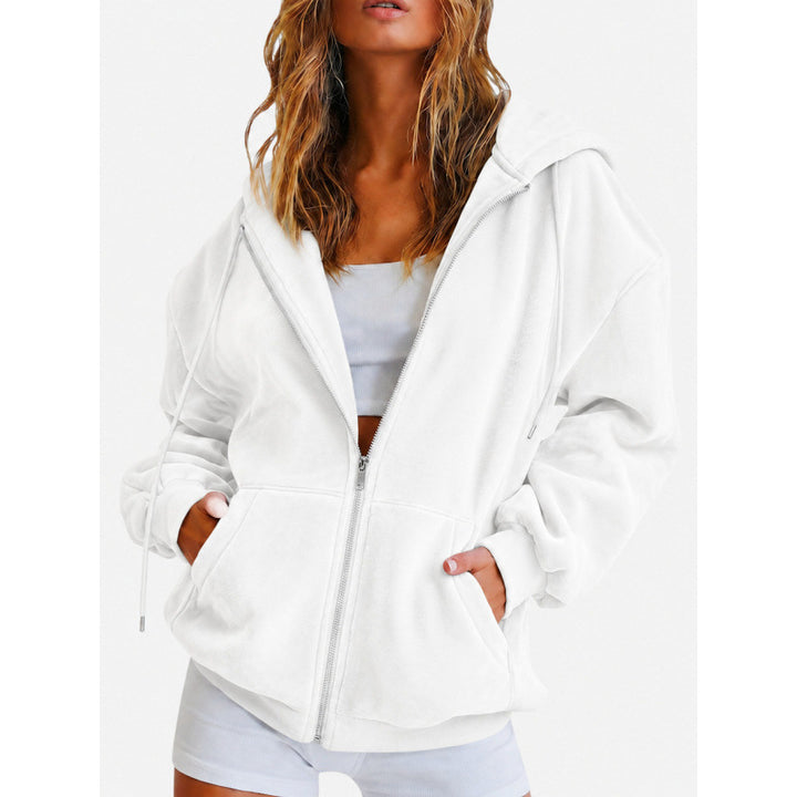 Women's Oversize Velours Hoodie Jacket with Zipper Mune Fashion