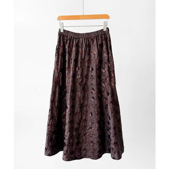 Ladies Elegant Midi Skirt with Floral Design Mune Fashion