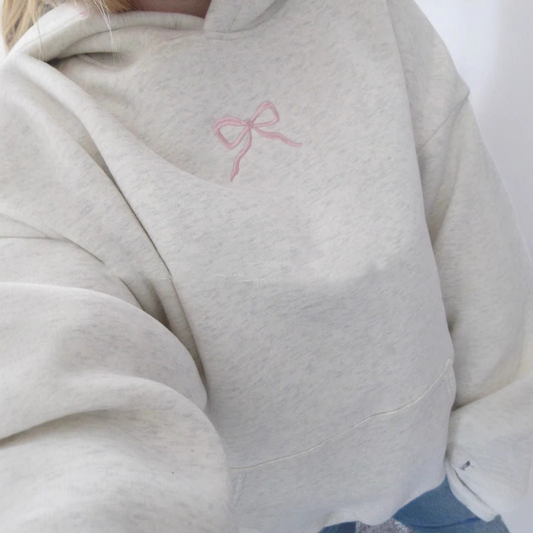 Women's hoodie with floral embroidery design and printed hood lining Mune Fashion
