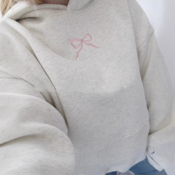 Women's hoodie with floral embroidery design and printed hood lining Mune Fashion