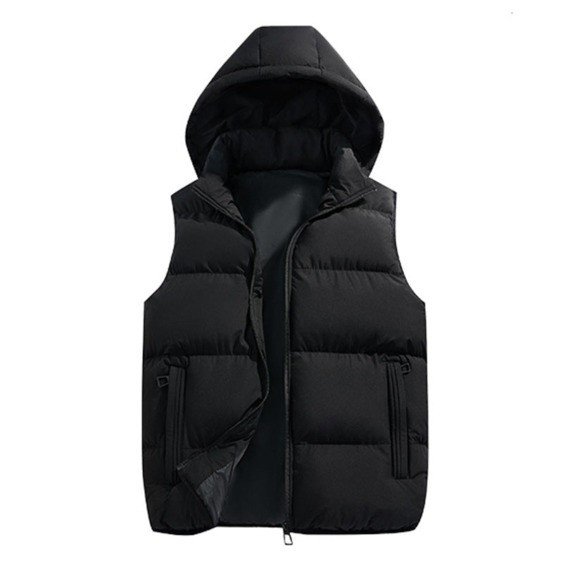Men's quilted hooded vest with thermal filling, zippered pockets, and windproof outer shell Mune Fashion