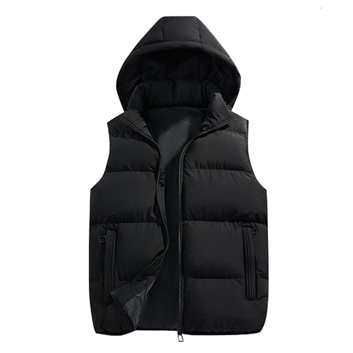 Men's quilted hooded vest with thermal filling, zippered pockets, and windproof outer shell Mune Fashion