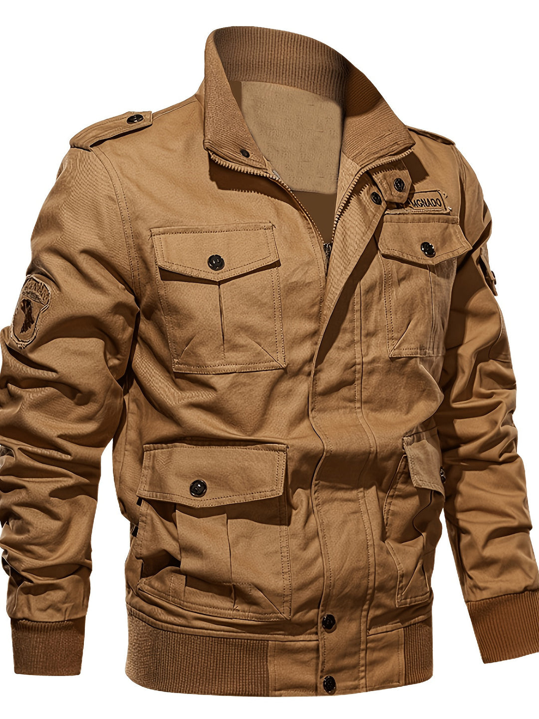 Men's field jacket in military style with multiple pockets and knit collar Mune Fashion