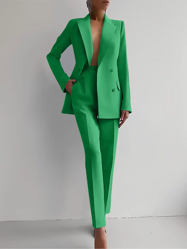 Women's Elegant Double-Breasted Blazer with Tailored Trousers Mune