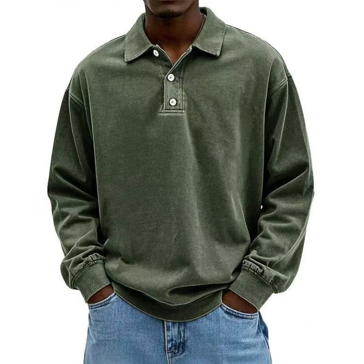 Men's Oversize Long Sleeve Polo made from Cotton Blend Mune Fashion