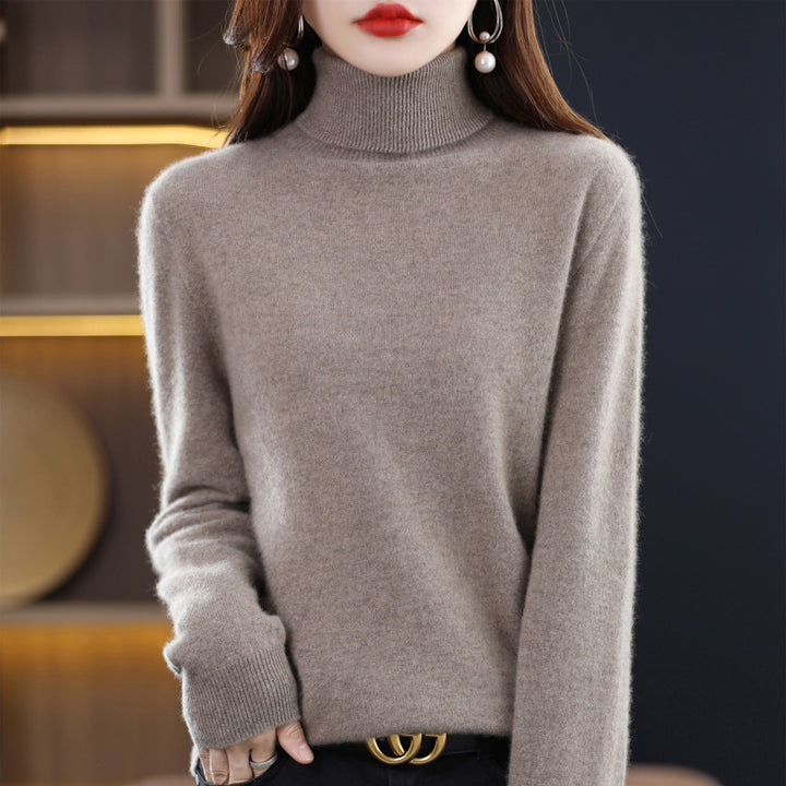 Women's Slim-Fit Turtleneck Sweater made of Cashmere-like Fine Knit with Soft Pile Mune Fashion