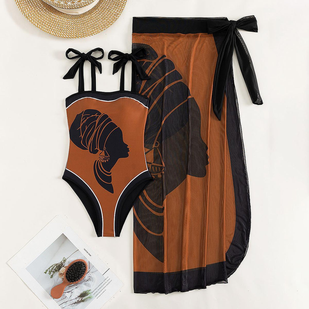Women's swimsuit set with transparent skirt and individually adjustable straps Mune Fashion