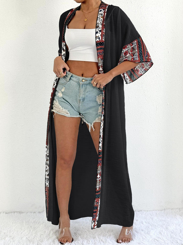 Women elegant, lightweight kaftan with colorful crochet trim Mune Fashion