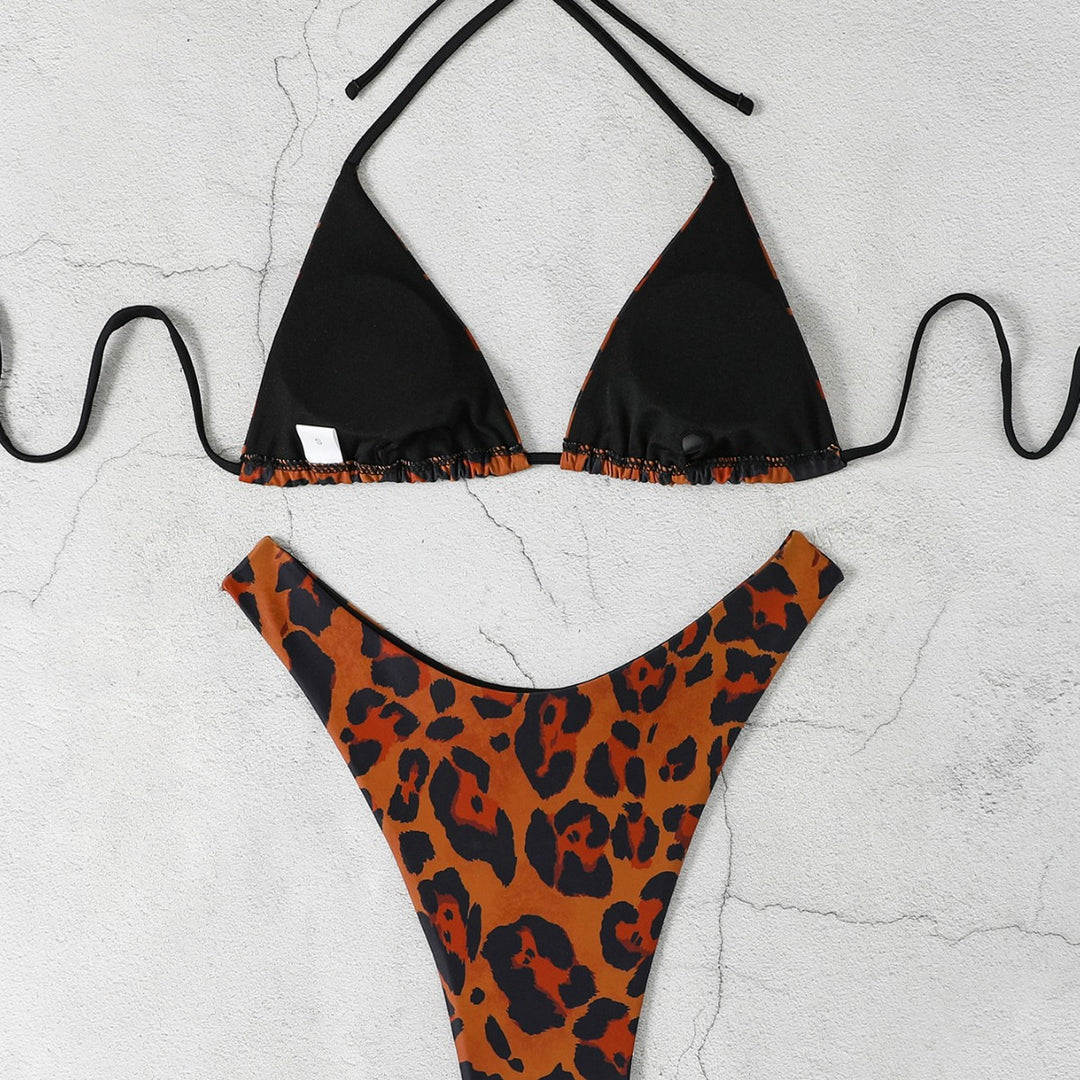 Women’s triangle bikini with high-cut bottom and animal print Mune Fashion